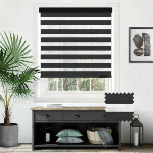 Plain Soft Black Motorised Day and Night Blind