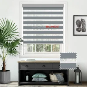 Blackout Pitch Silver Motorised Day and Night Blind