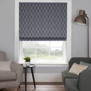 Bold Geometry with Lasting Style – Geo Navy Roman Blind