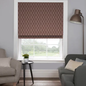 Rich Colour Meets Modern Pattern – Geo Wine Roman Blind