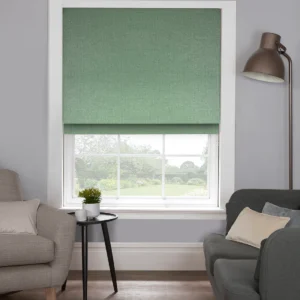 Soft Green Calm – Herringbone Sage Roman Blind