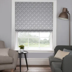 Understated Elegance: Kufic Grey Roman Blind – Style with Sophistication