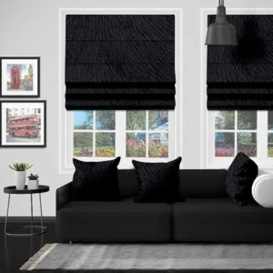 Bold and Classic: Mersin Black Roman Blind – Modern Elegance for Stylish Homes