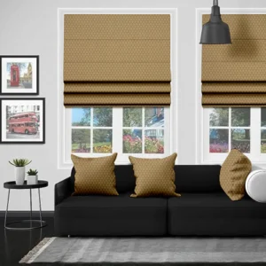 Golden Glow: Nora Caramel Roman Blind – Warmth and Texture for Effortless Elegance