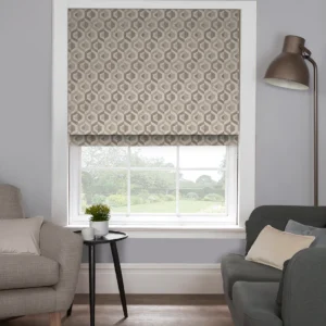 Coastal Tranquillity: Santorini Grey Roman Blind – Gentle Elegance with a Mediterranean Touch