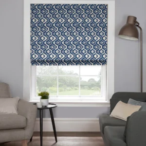 Deep Coastal Elegance: Santorini Navy Roman Blind – Bold Style with a Nautical Touch