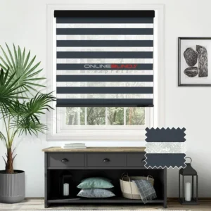 Blackout Pitch Charcoal Grey Motorised Day and Night Blind