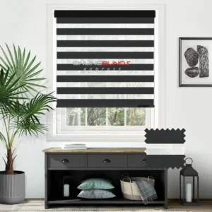 Plain Soft Black Motorised Day and Night Blind