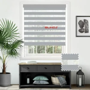 Plain Soft Silver Motorised Day and Night Blind