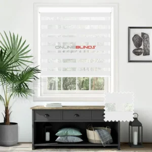 Plain Soft White Motorised Day and Night Blind