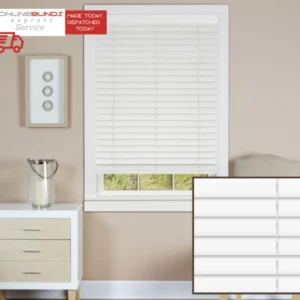 Impress White Grain Faux Wooden Blinds - With/Without Tape