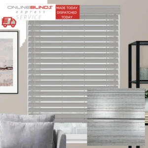 Grey Grain Faux Wooden Blinds - With/Without Tape
